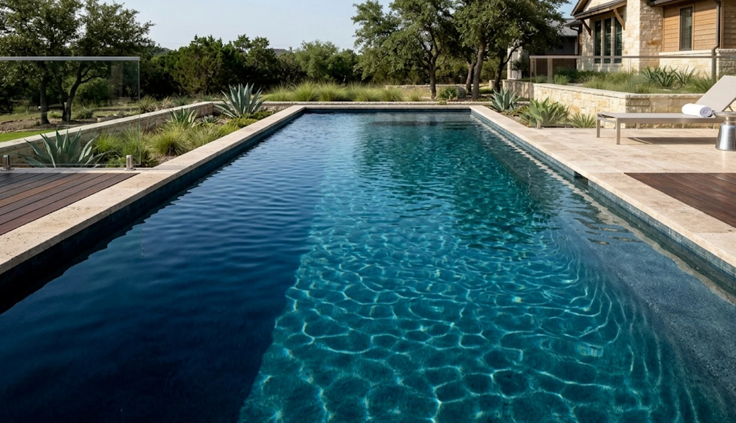A residential pool and spa serviced by True Flow Pool Solutions in Central Texas